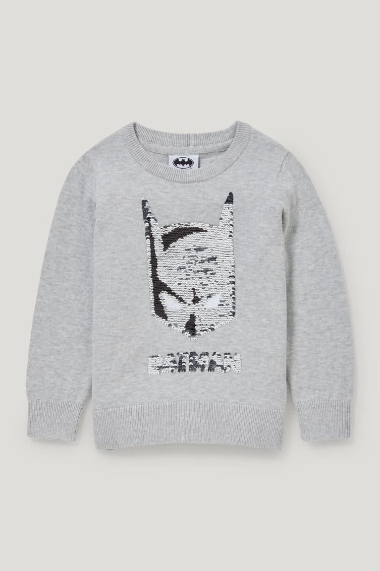 Light Gray Melange C&A Batman Shiny Girls' Jumper | ILWUM-3194