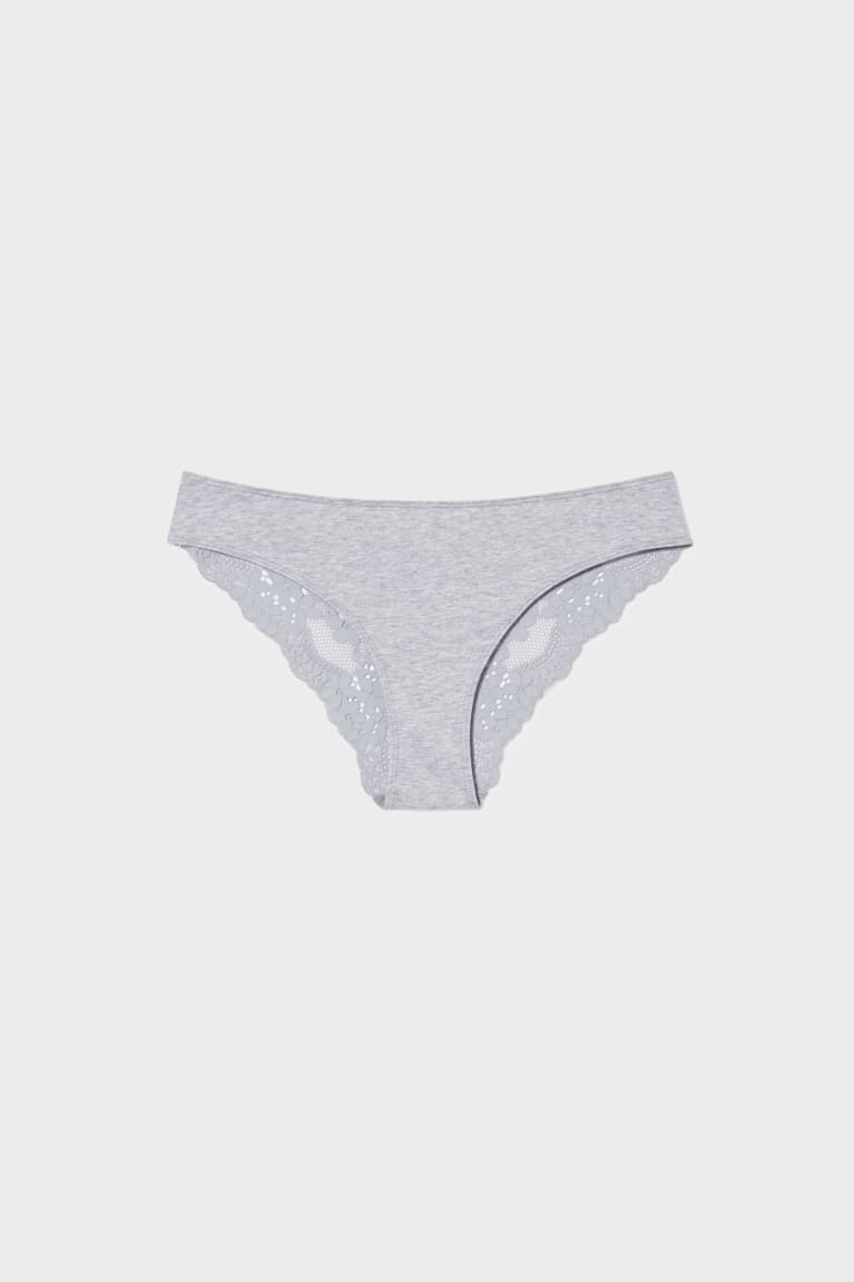 Light Gray Melange C&A Briefs Organic Cotton Women's Underwear | DYMRT-6752