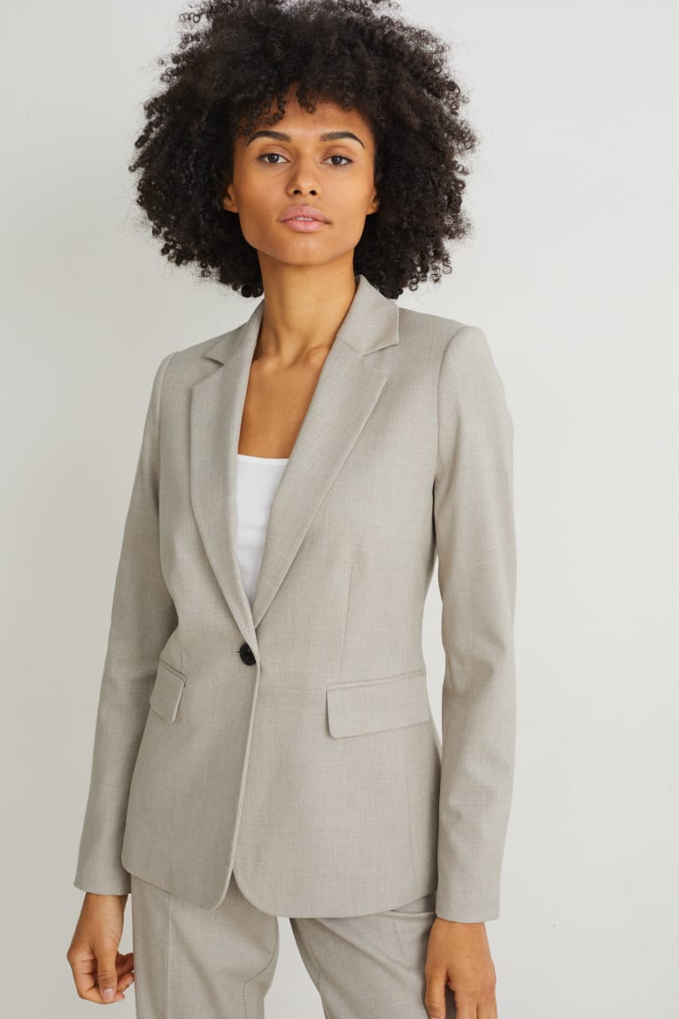 Light Gray Melange C&A Business Fitted With Recycled Polyester Women\'s Jackets | DAMTL-8971