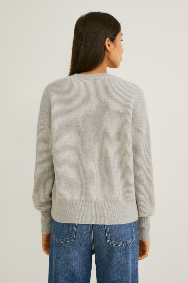 Light Gray Melange C&A Cashmere Women's Cardigan | YXHZR-2976