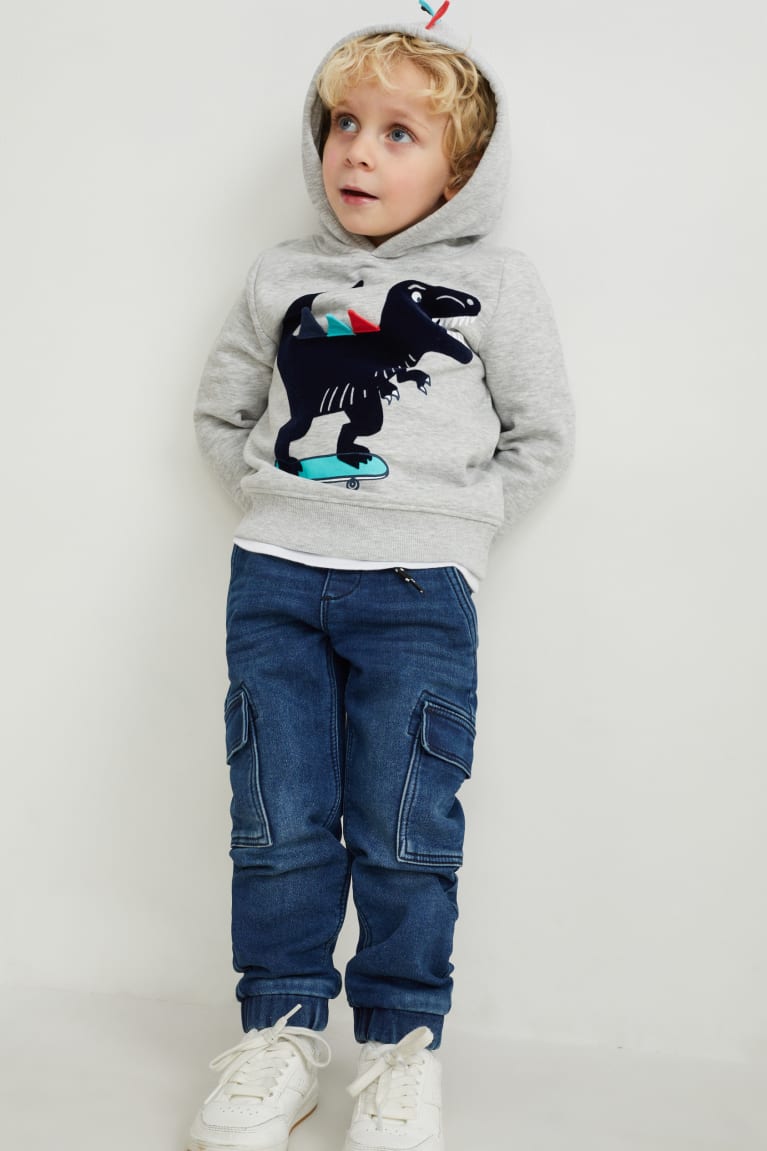 Light Gray Melange C&A Dinosaur Girls' Hoodie | HDRXM-5236