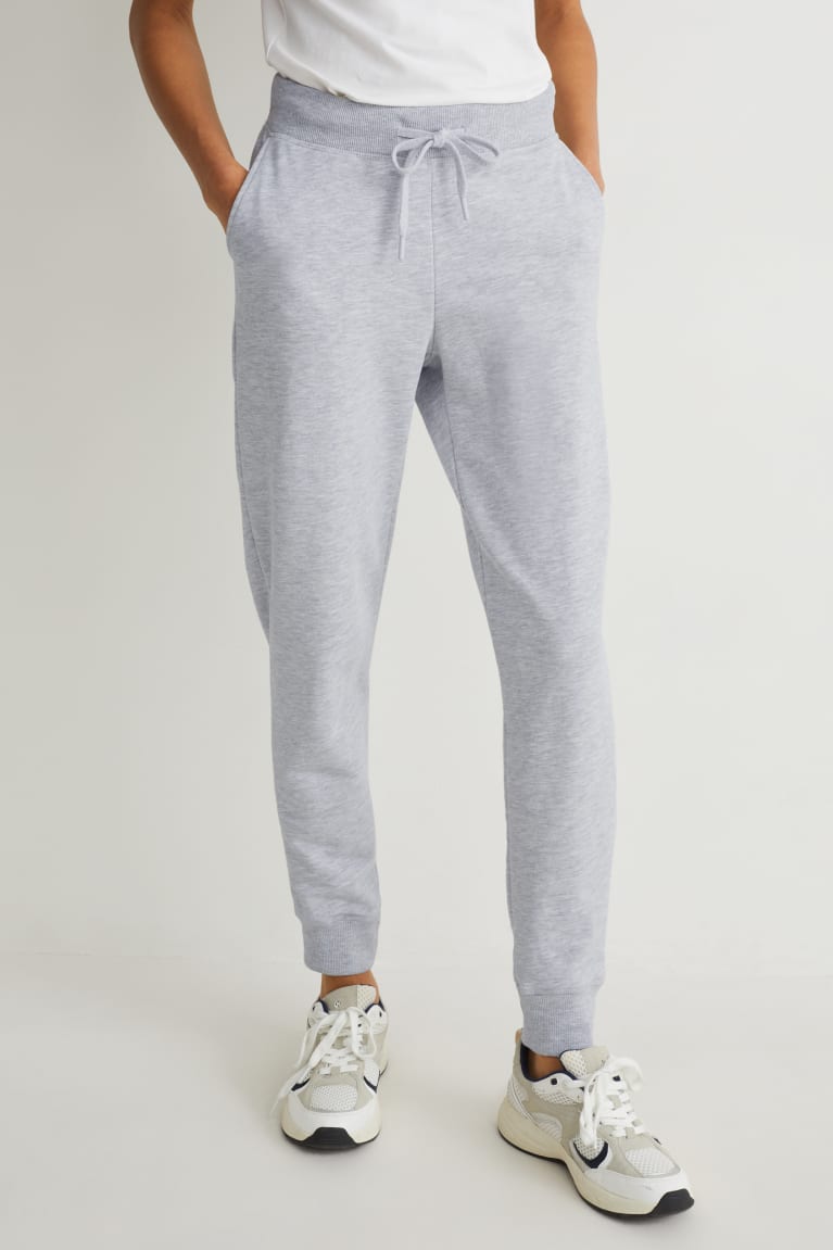 Light Gray Melange C&A Joggers With Organic Cotton Women's Trousers | RWHTK-3985