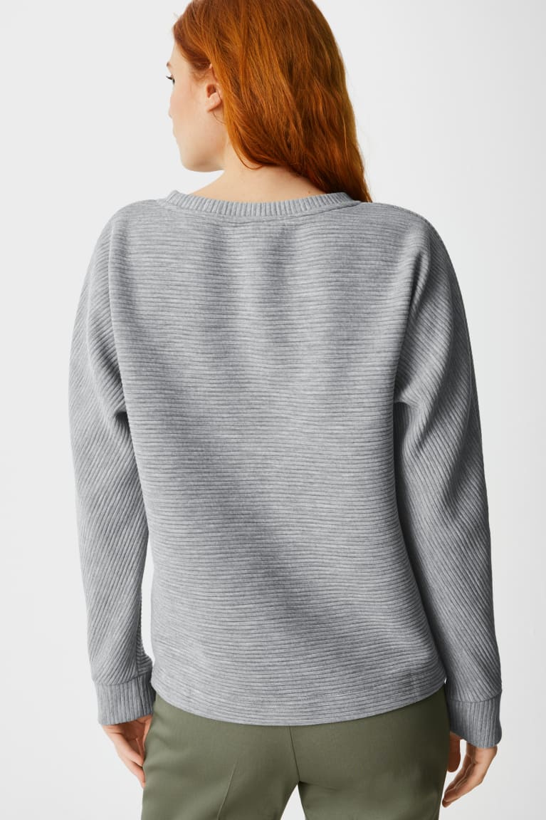 Light Gray Melange C&A Long Sleeve Women's Top | LDPJY-5120