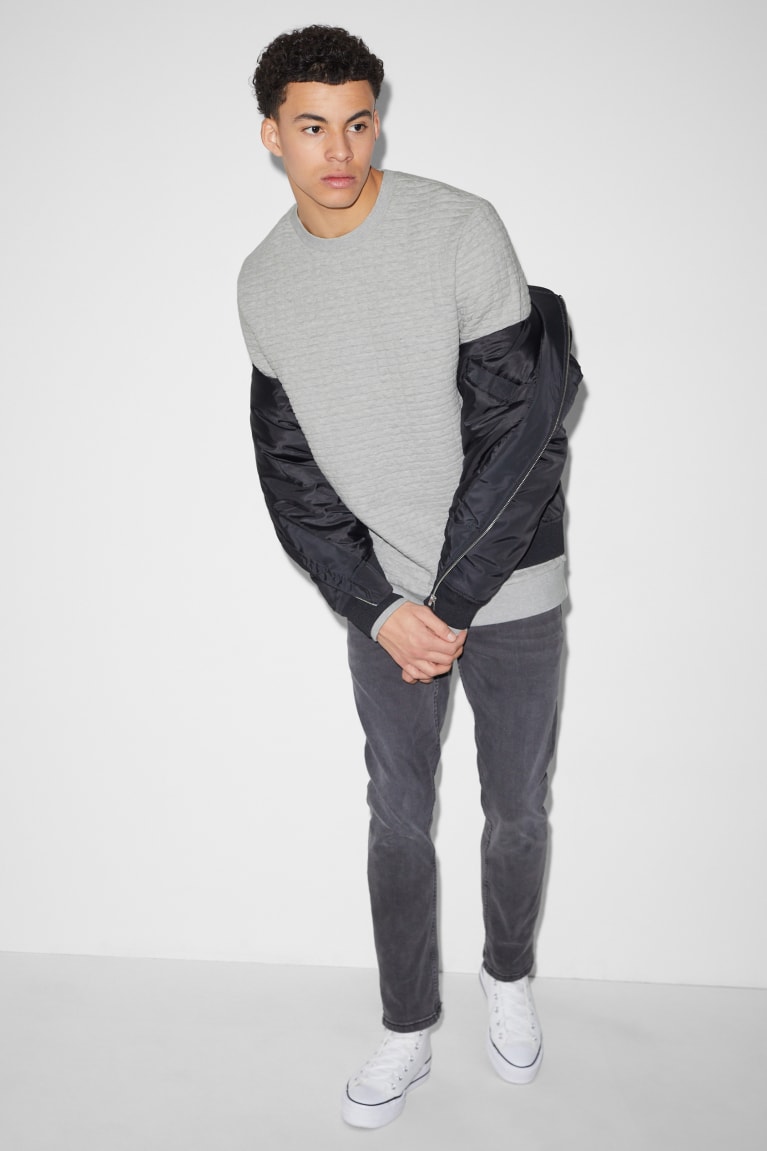 Light Gray Melange C&A Men's Sweatshirts | LZGYQ-6581