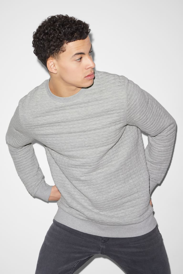 Light Gray Melange C&A Men\'s Sweatshirts | LZGYQ-6581