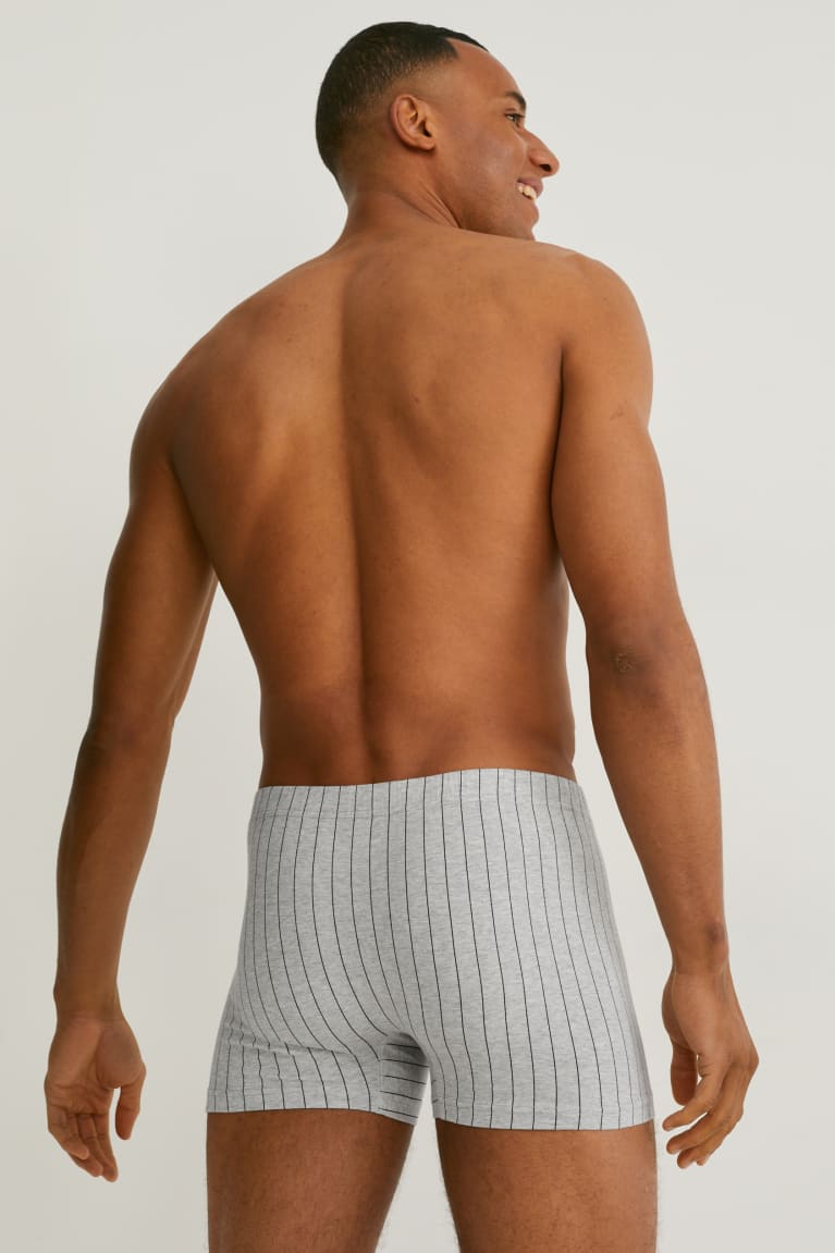 Light Gray Melange C&A Multipack Of 3 Trunks Organic Cotton Lycra® Striped Men's Underwear | GUEZL-1025