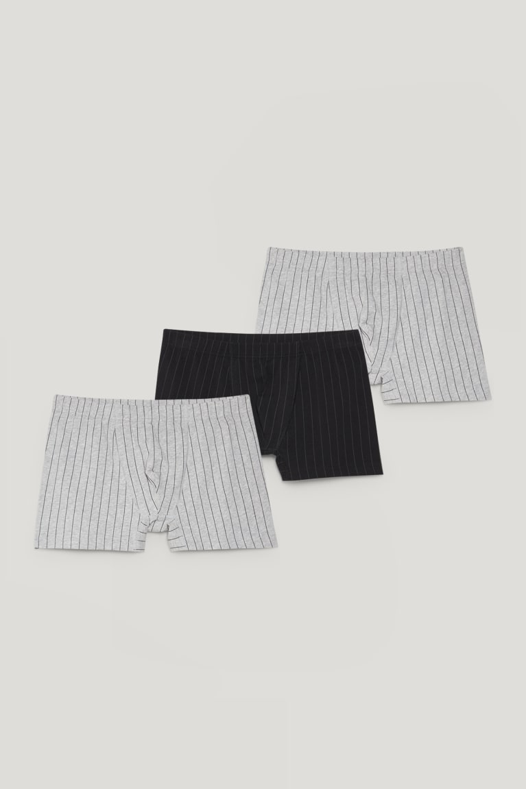 Light Gray Melange C&A Multipack Of 3 Trunks Organic Cotton Lycra® Striped Men's Underwear | GUEZL-1025