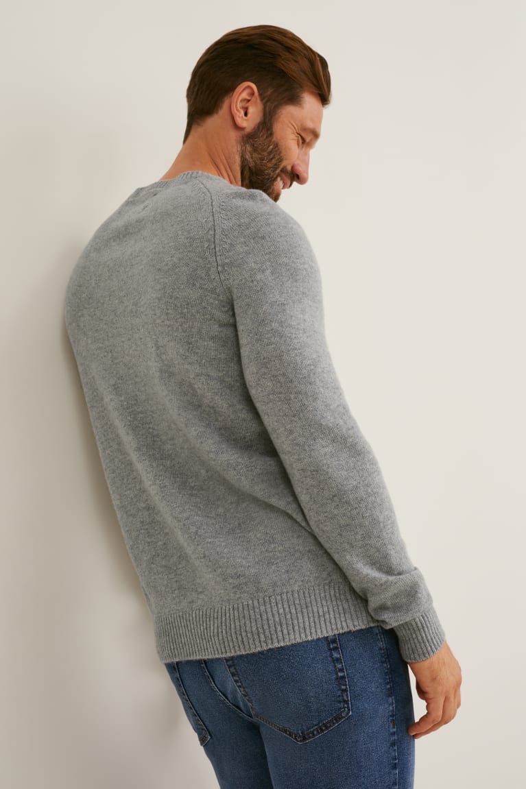 Light Gray Melange C&A New Wool Men's Jumper | IACPF-1324