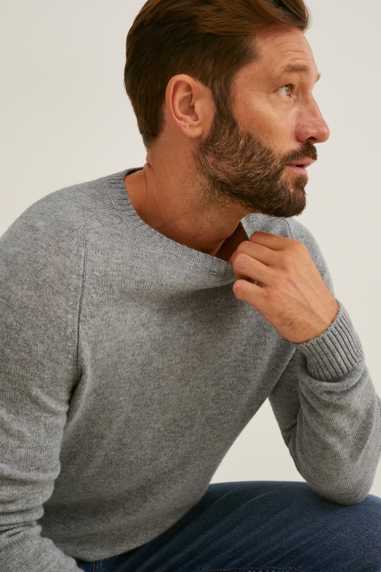 Light Gray Melange C&A New Wool Men\'s Jumper | IACPF-1324