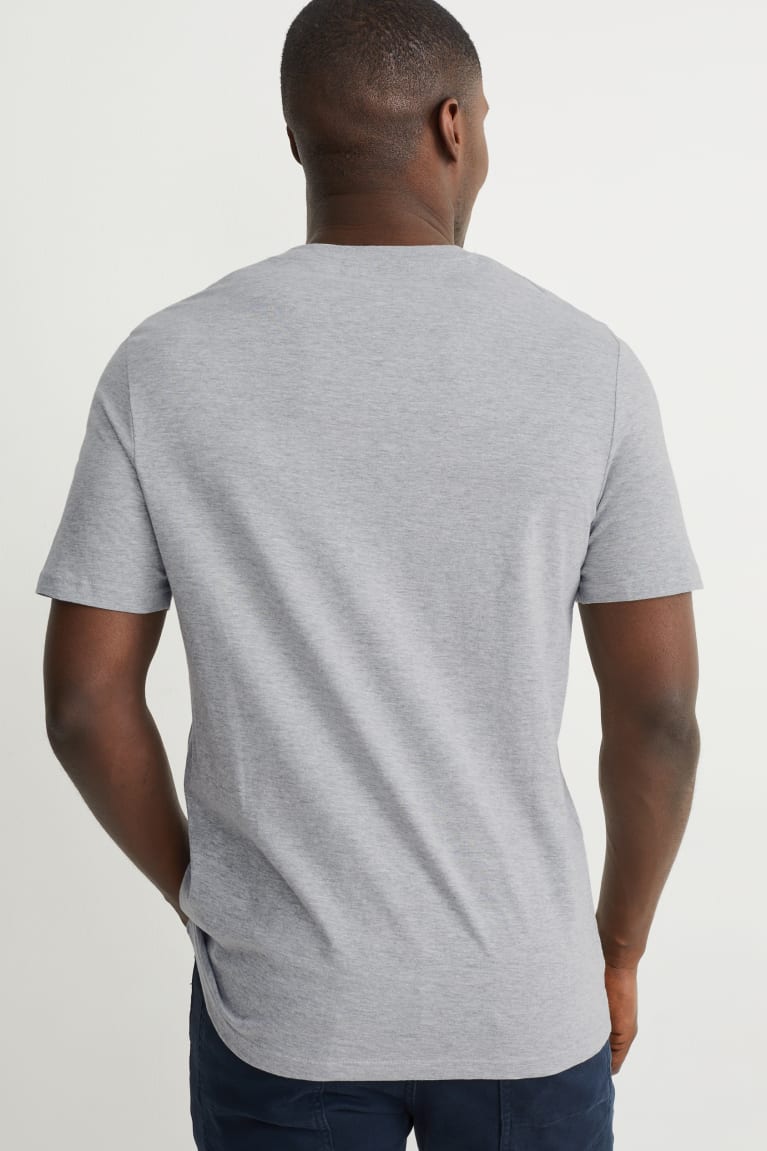 Light Gray Melange C&A Organic Cotton Men's T-shirts | LXZIG-1850