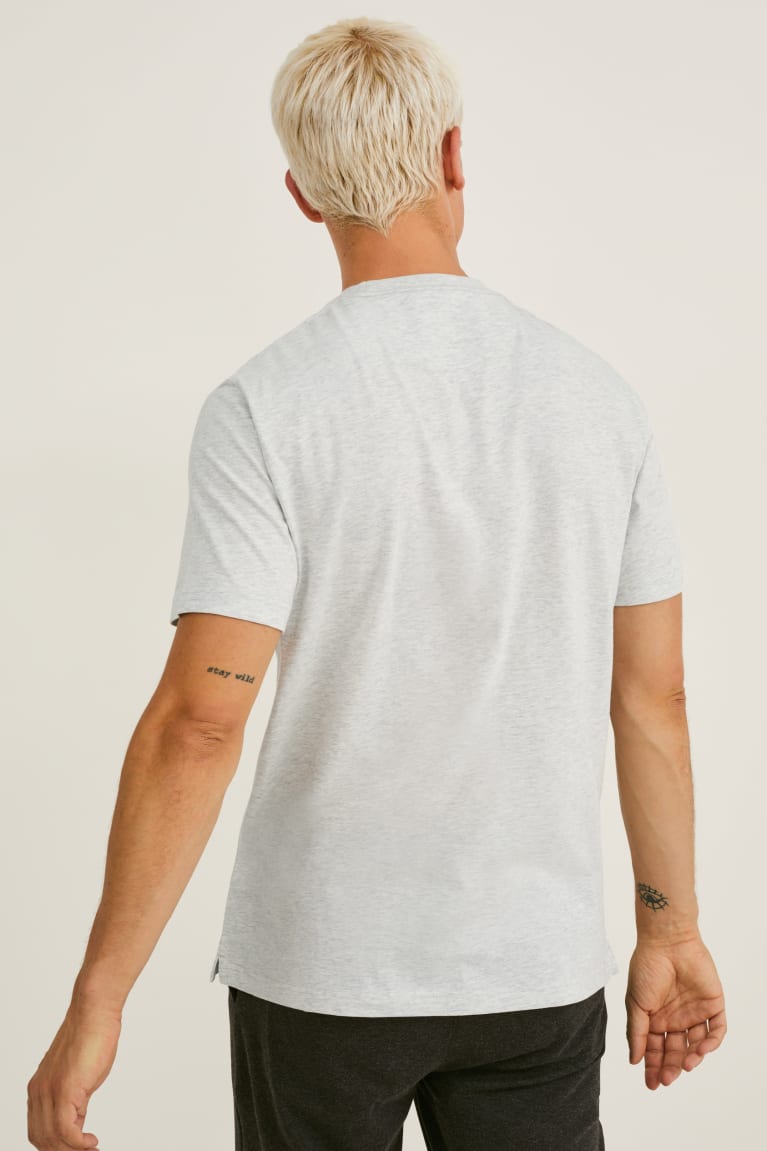 Light Gray Melange C&A Pima Cotton Men's T-shirts | NMIXH-1643