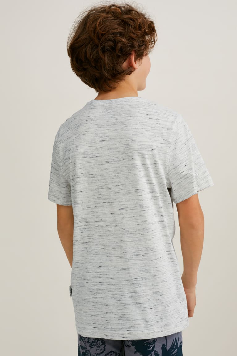 Light Gray Melange C&A Sleeve Boys' T-shirts | OBRJV-1347