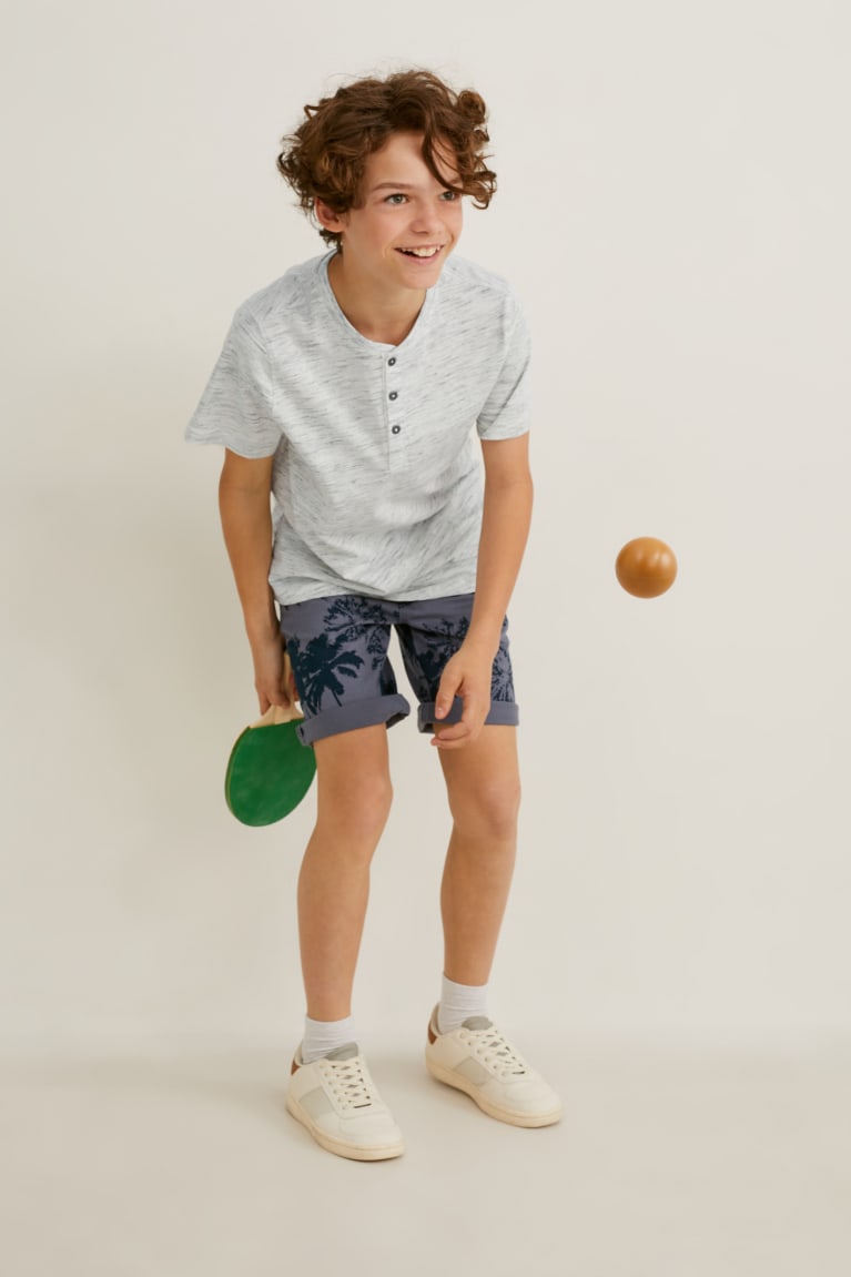 Light Gray Melange C&A Sleeve Boys' T-shirts | OBRJV-1347