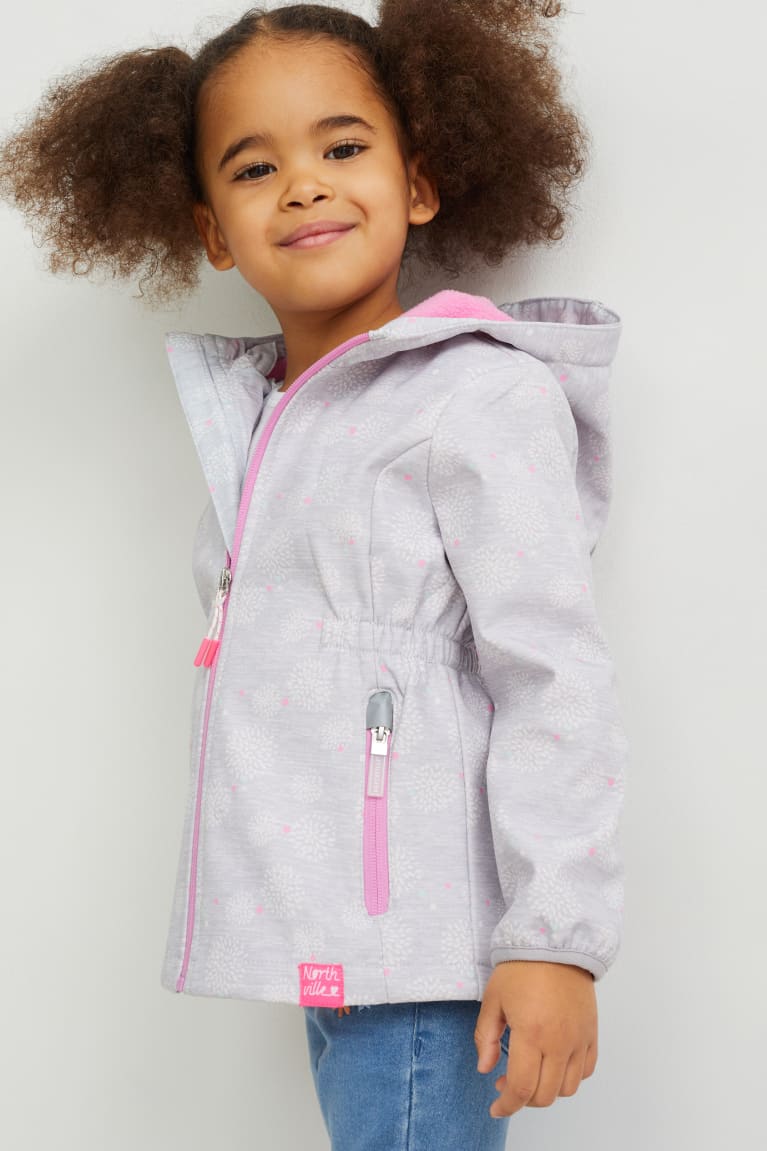 Light Gray Melange C&A Softshell With Hood Patterned Girls' Jackets | JCWAX-8023