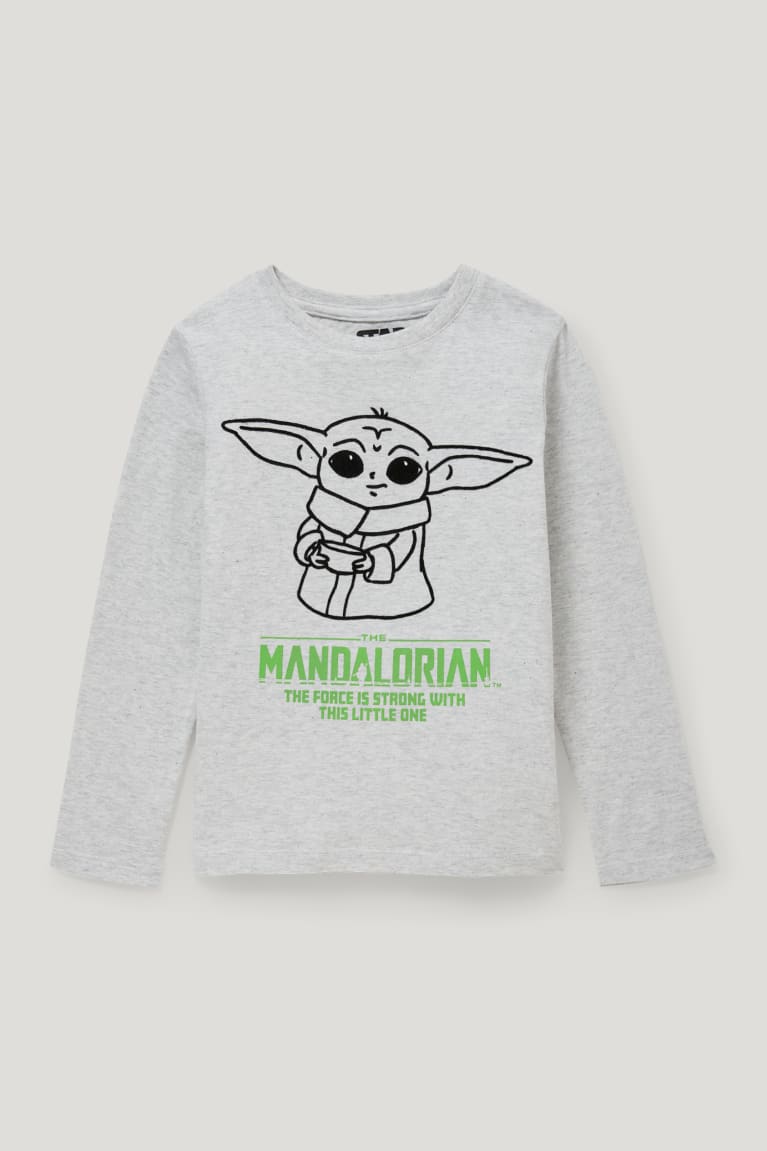 Light Gray Melange C&A Star Wars: The Mandalorian Long Sleeve Boys\' Top | XUSHC-6259