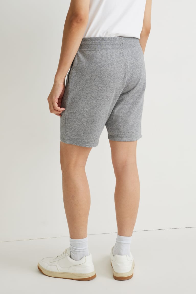 Light Gray Melange C&A Sweat With Organic Cotton Men's Shorts | WMADS-5729