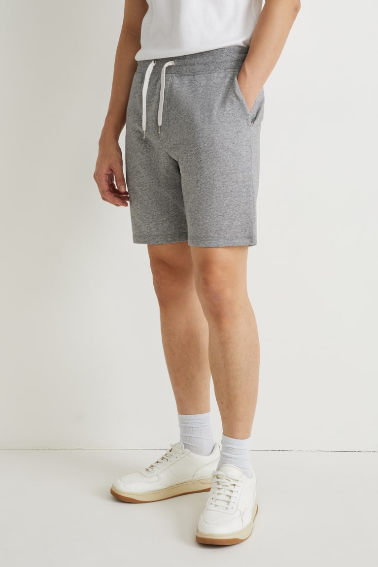 Light Gray Melange C&A Sweat With Organic Cotton Men's Shorts | WMADS-5729