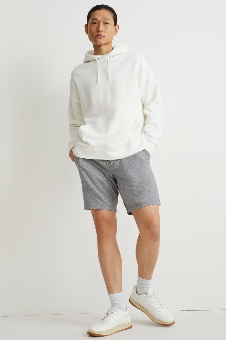 Light Gray Melange C&A Sweat With Organic Cotton Men\'s Shorts | WMADS-5729