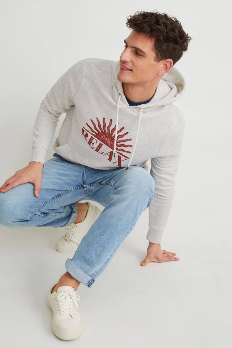 Light Gray Melange C&A With Recycled Polyester Men's Sweatshirts | WXRVP-2905