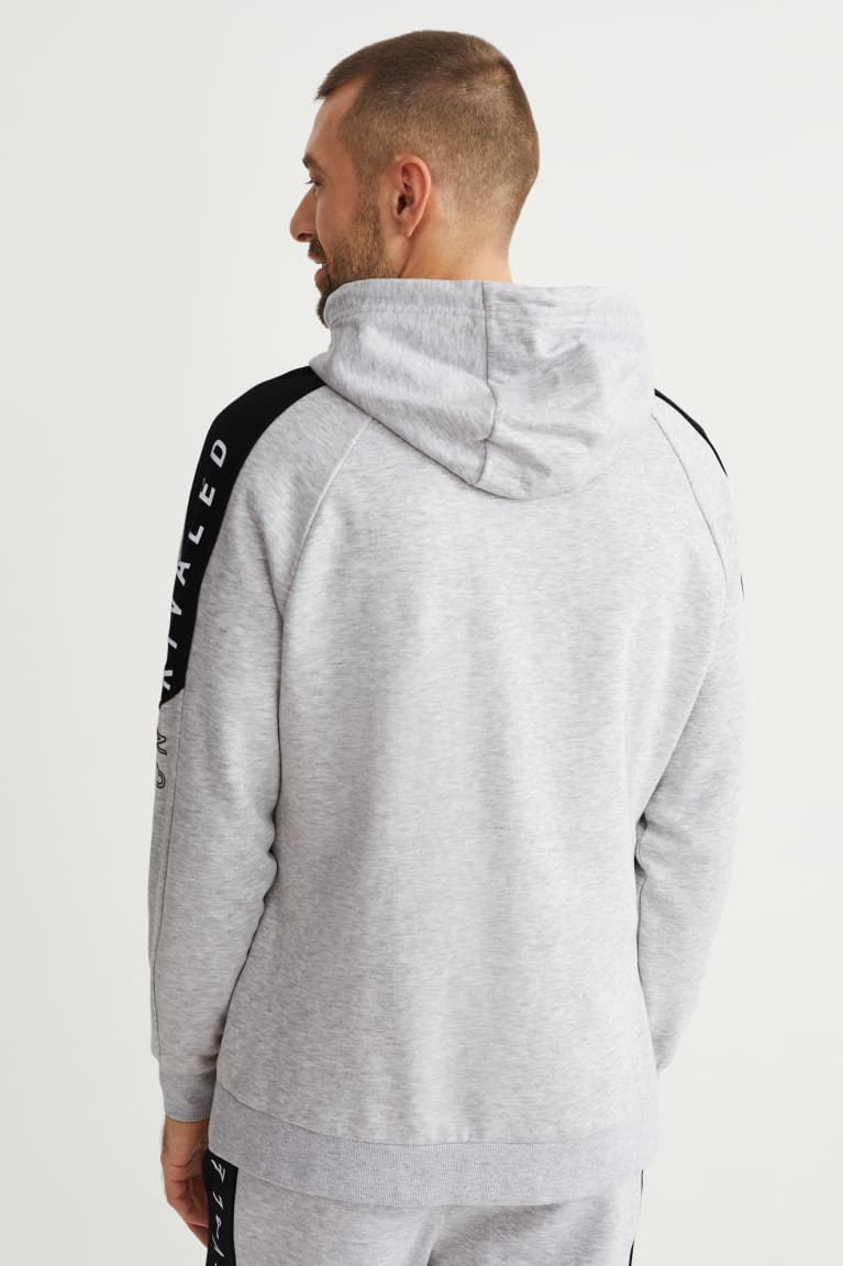 Light Gray Melange C&A Zip-through With Hood Men's Sweatshirts | LVBOC-9164