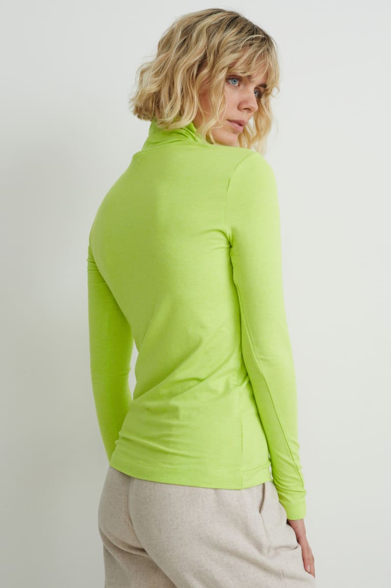 Light Green C&A Polo Neck Women's Top | ALJXK-2140