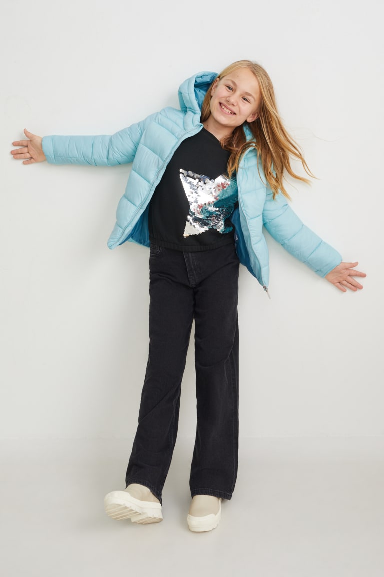 Light Turquoise C&A Quilted With Hood Recycled Girls' Jackets | TDYRS-2189