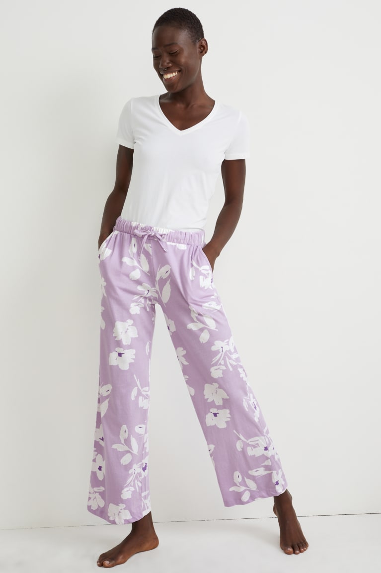 Light Violet C&A Pyjama Bottoms Floral Women\'s Nightwear | RLWXS-0149