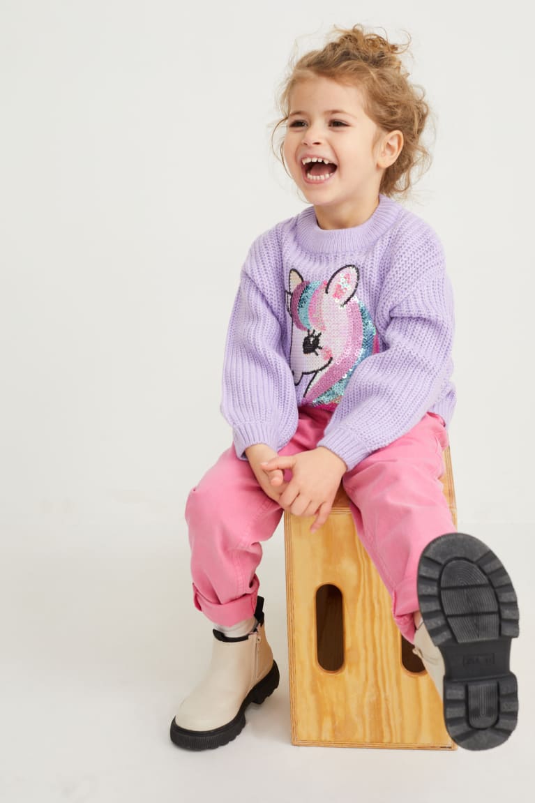 Light Violet C&A Unicorn Shiny Girls' Jumper | MFAZH-3579