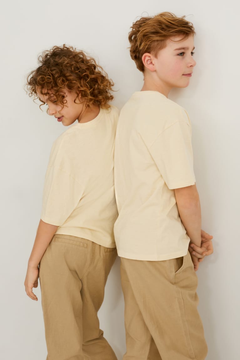 Light Yellow C&A Sleeve Genderneutral Boys' T-shirts | FMNGX-9371