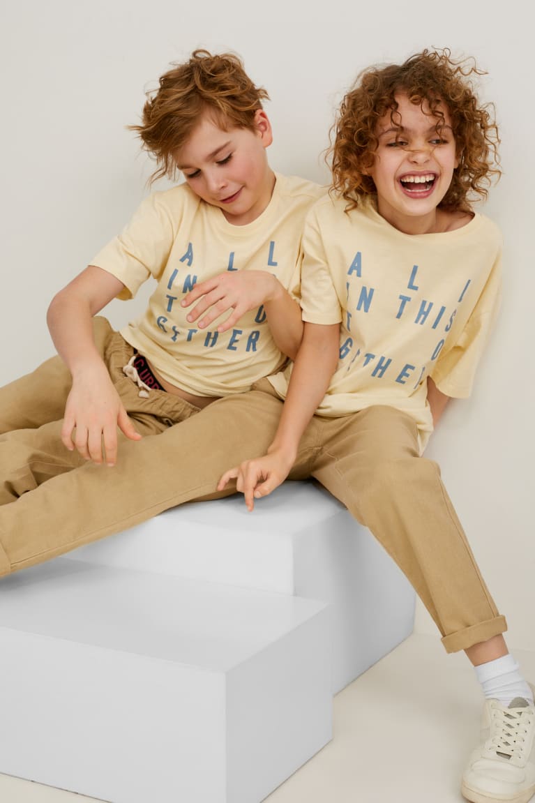 Light Yellow C&A Sleeve Genderneutral Boys' T-shirts | FMNGX-9371