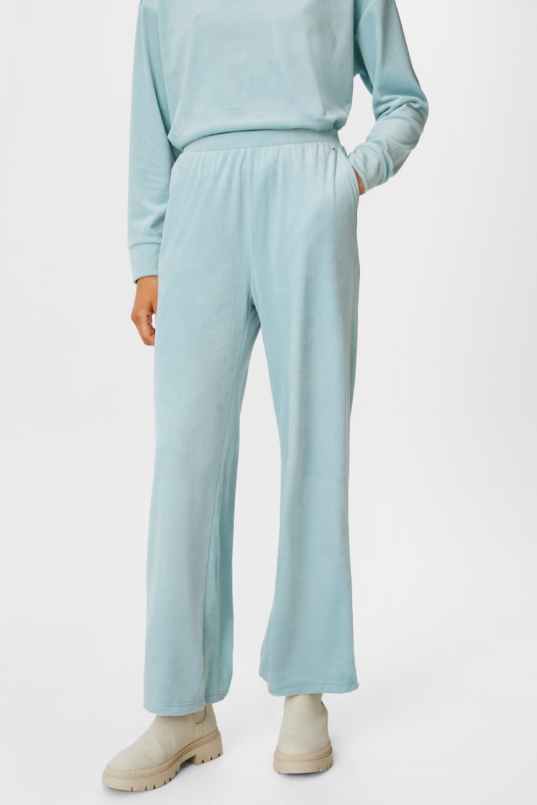 Mint Green C&A Basic Velvet Recycled Women's Trousers | ROWBD-2078