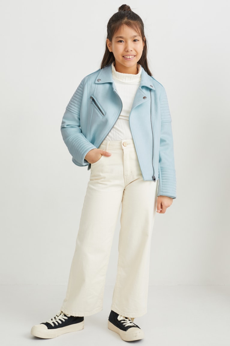 Mint Green C&A Biker Faux Suede Girls' Jackets | AQJSN-1240