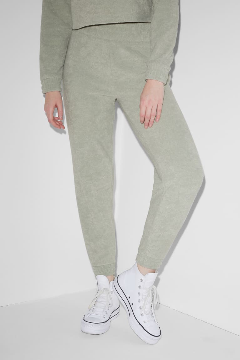 Mint Green C&A Clockhouse Terry Cloth Joggers Women's Trousers | HRBFV-2536