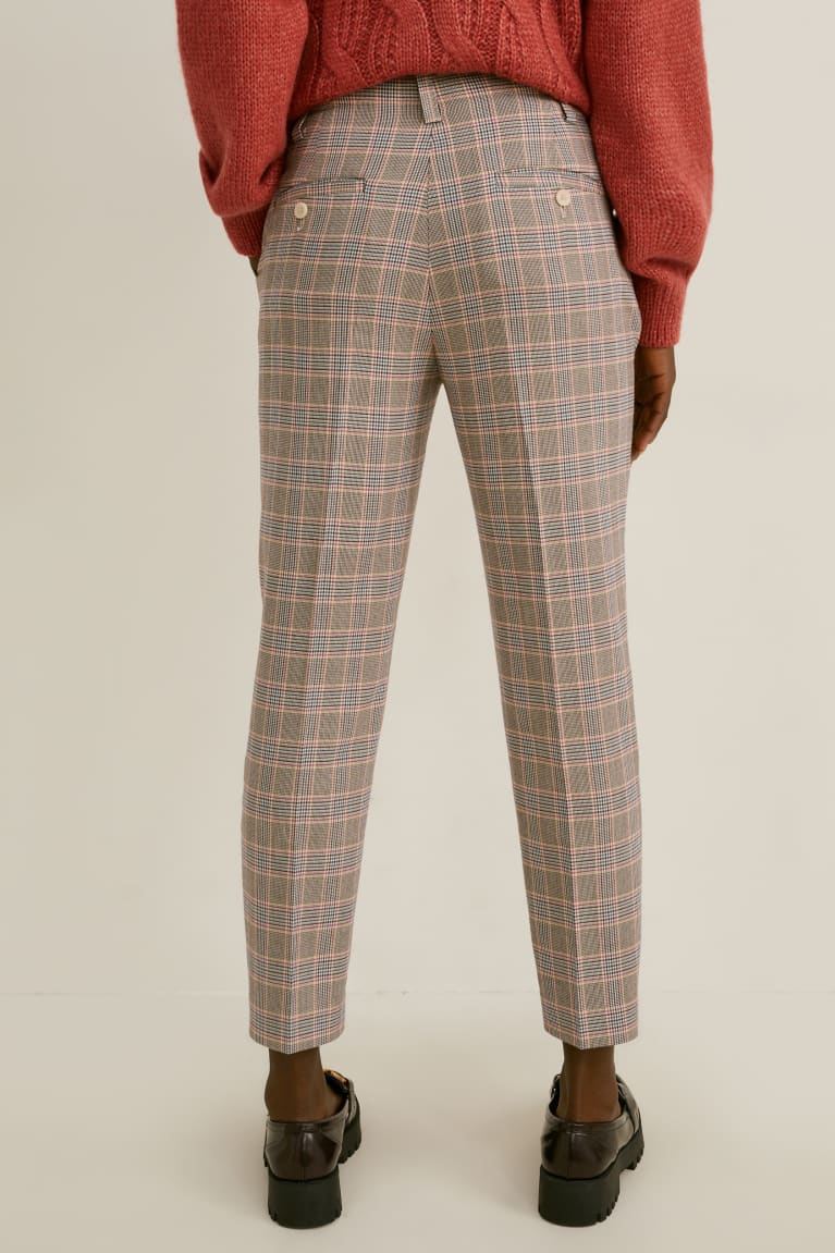 Multicolour Checked C&A Cloth High Waist Tapered Fit Recycled Check Women's Trousers | HPEYA-1897