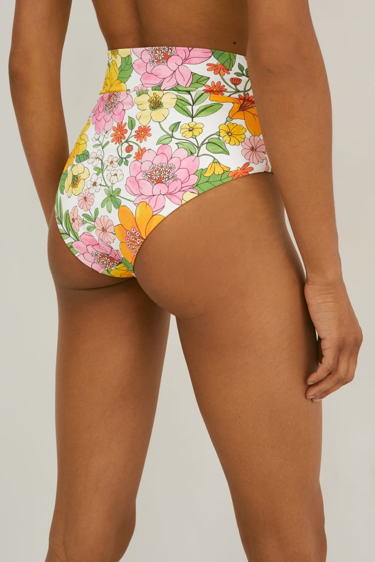 Multicoloured C&A Bikini Bottoms High Rise Lycra® Xtra Life™ Floral Women's Swimwear | SZLHP-6219