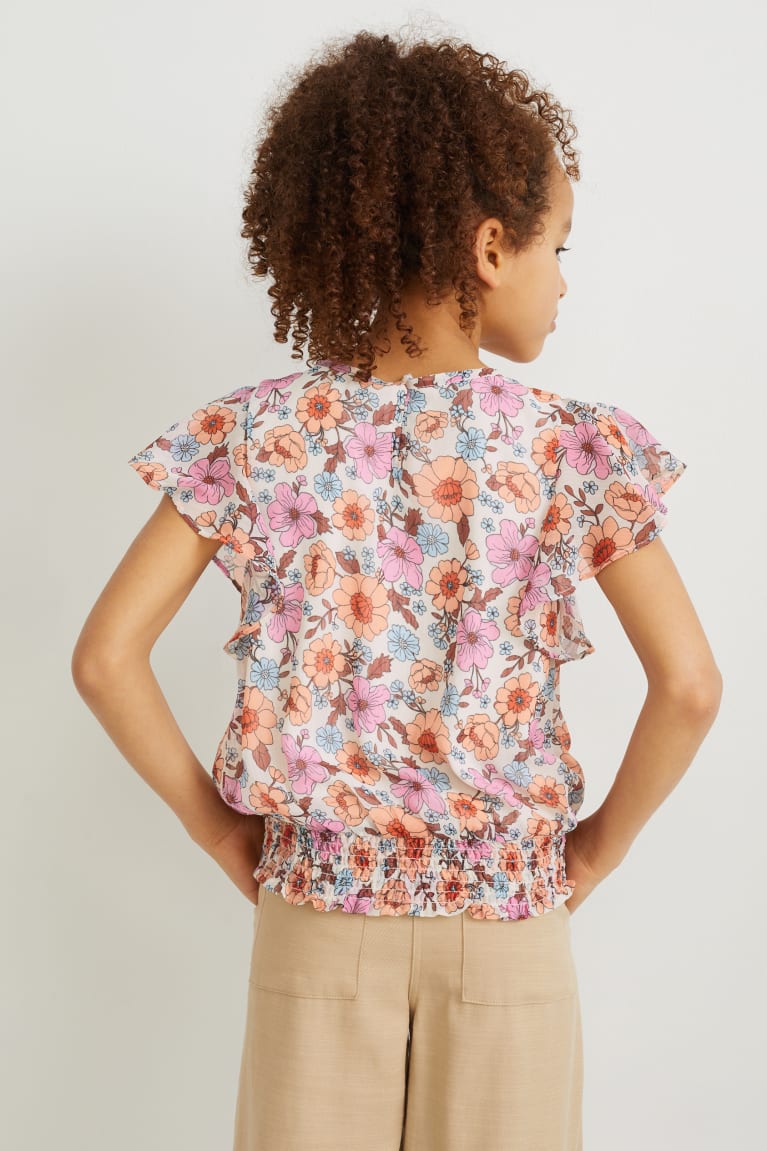 Multicoloured C&A Chiffon Floral Girls' Blouse | LIZKS-7985