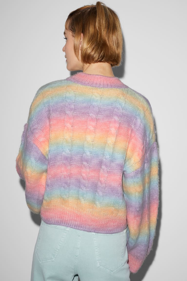 Multicoloured C&A Clockhouse Cable Knit Pattern Women's Jumper | JCSOI-8362