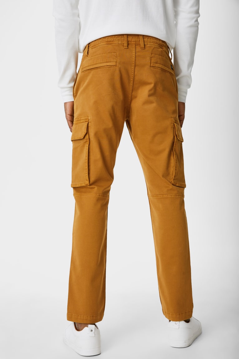 Mustard Yellow C&A Cargo Tapered Fit Men's Trousers | CZGBQ-0861