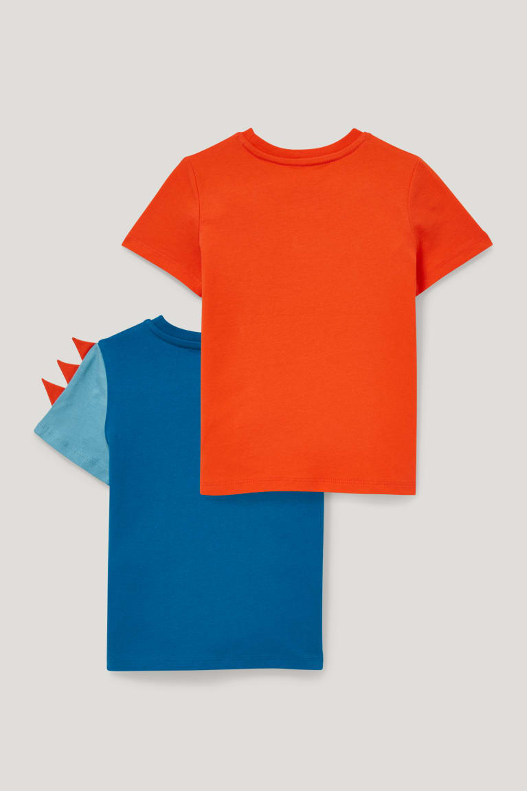 Orange / Blue C&A Multipack Of 2 Dinosaur Sleeve Boys' T-shirts | BOREX-1286