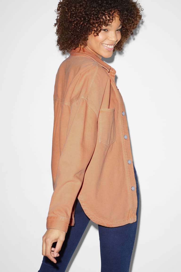 Orange C&A Clockhouse Shacket Women's Jackets | VANQW-8247