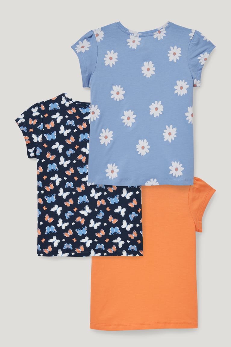 Orange C&A Multipack Of 3 Sleeve With In-conversion Cotton Girls' T-shirts | CLFAH-7153