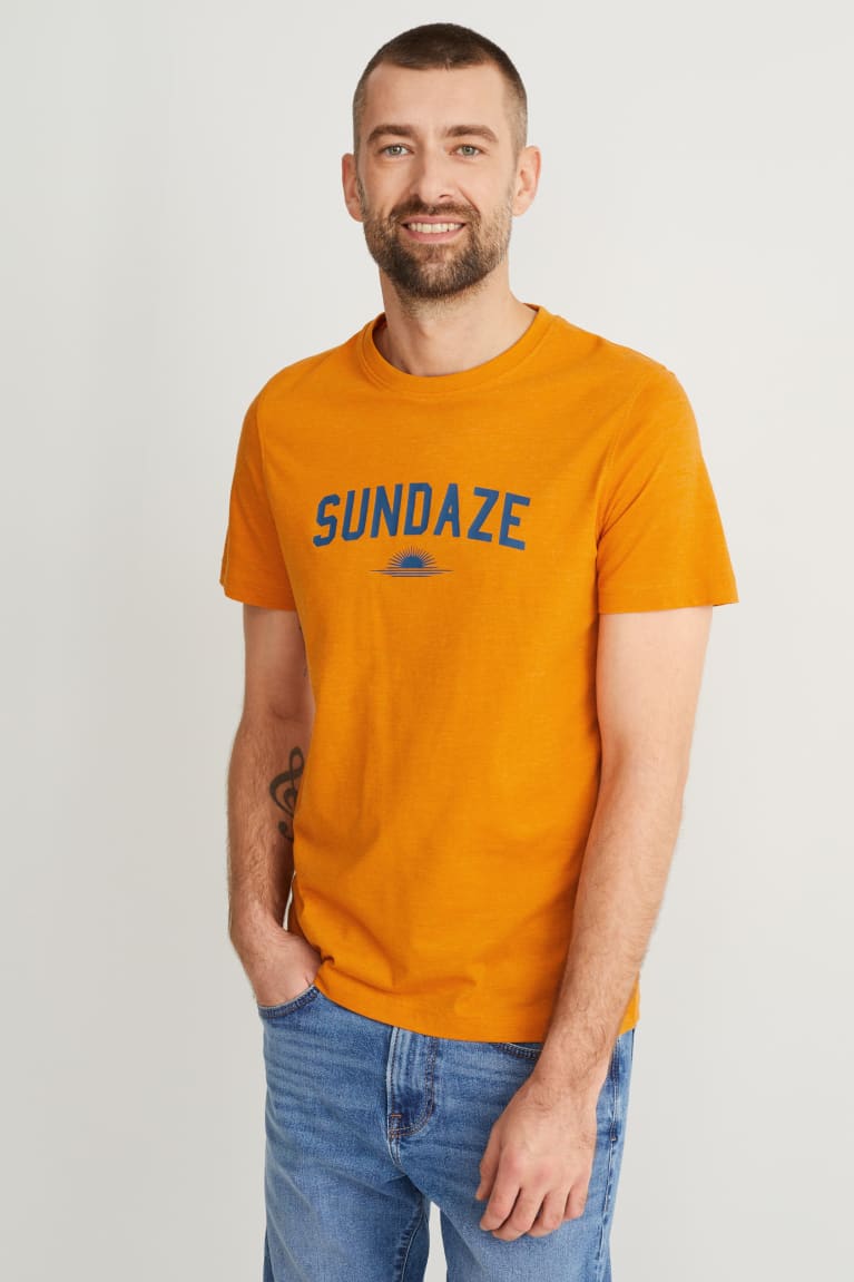 Orange C&A With Recycled Polyester Men\'s T-shirts | GIEYO-7518