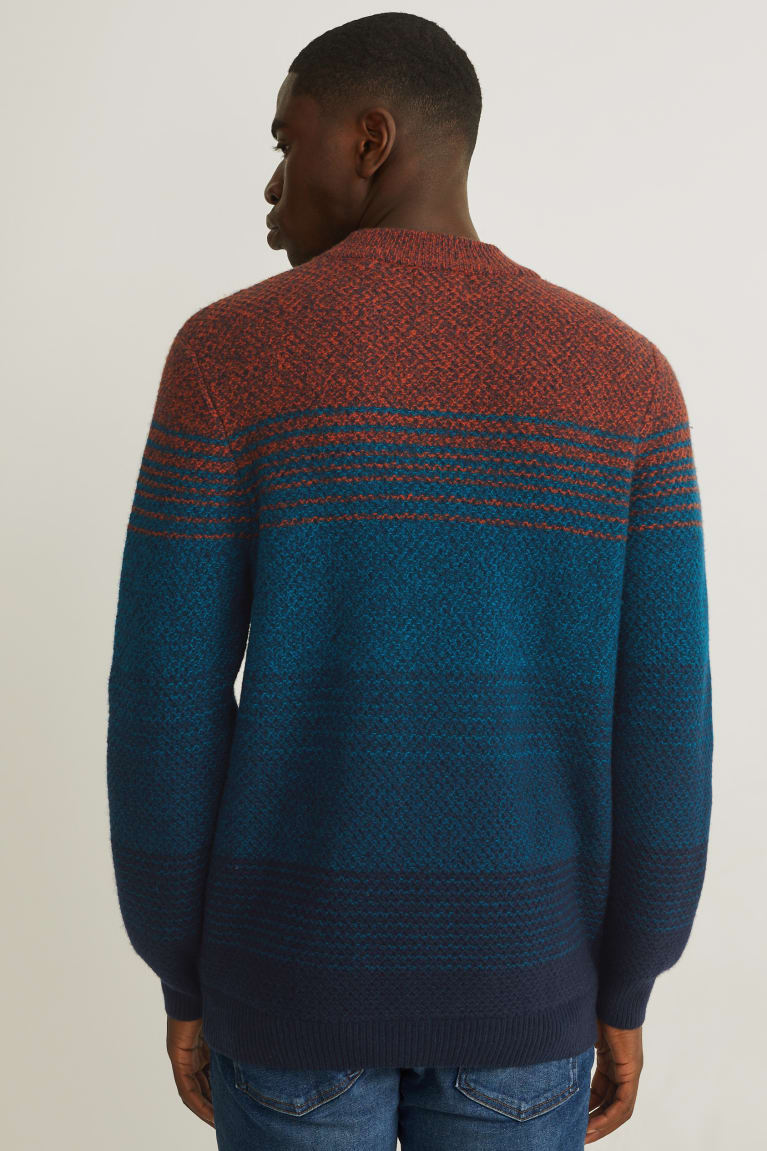 Orange / Dark Blue C&A Wool Blend Recycled Men's Jumper | XYVZK-9147