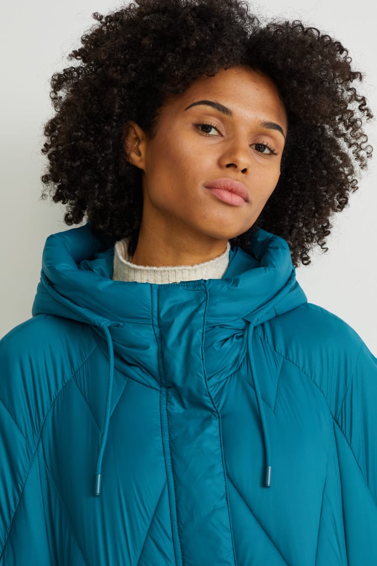 Petrol C&A Quilted With Hood Bionic-finish®eco Recycled Women's Coats | VFTAH-8072