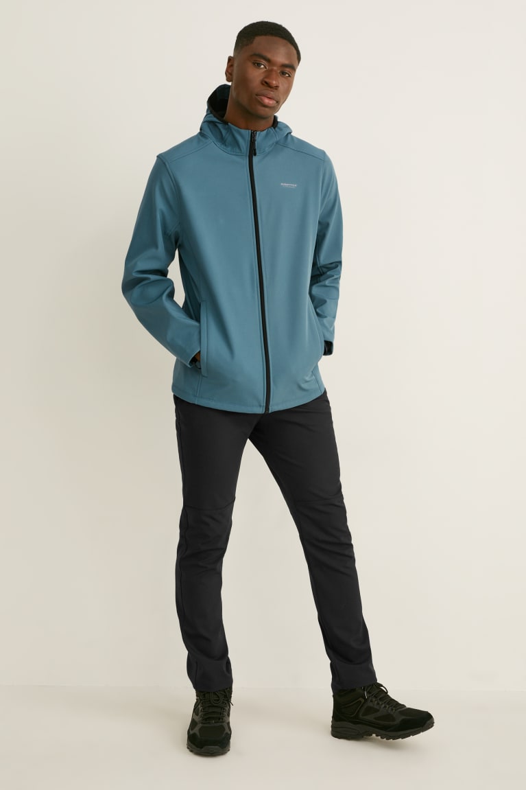 Petrol C&A Softshell With Hood Men's Jackets | UKWRB-7964