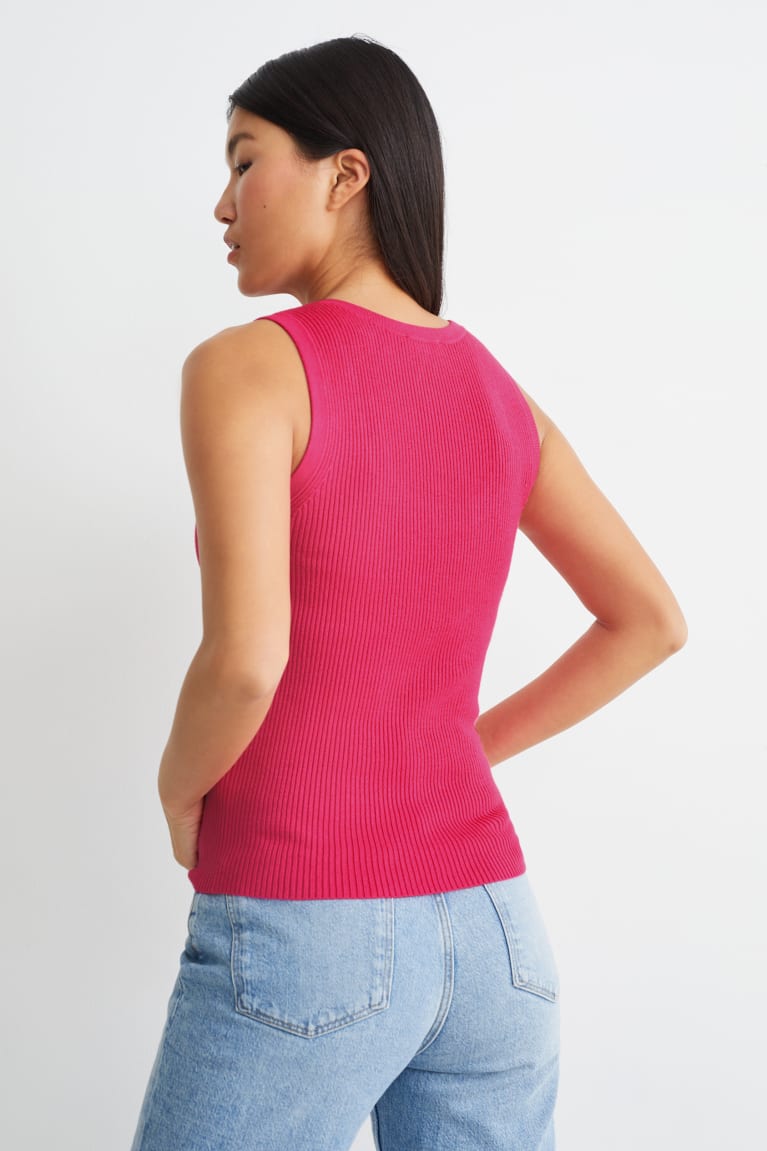 Pink C&A Basic Knitted Lenzing™ Ecovero™ Women's Top | URZJD-4812