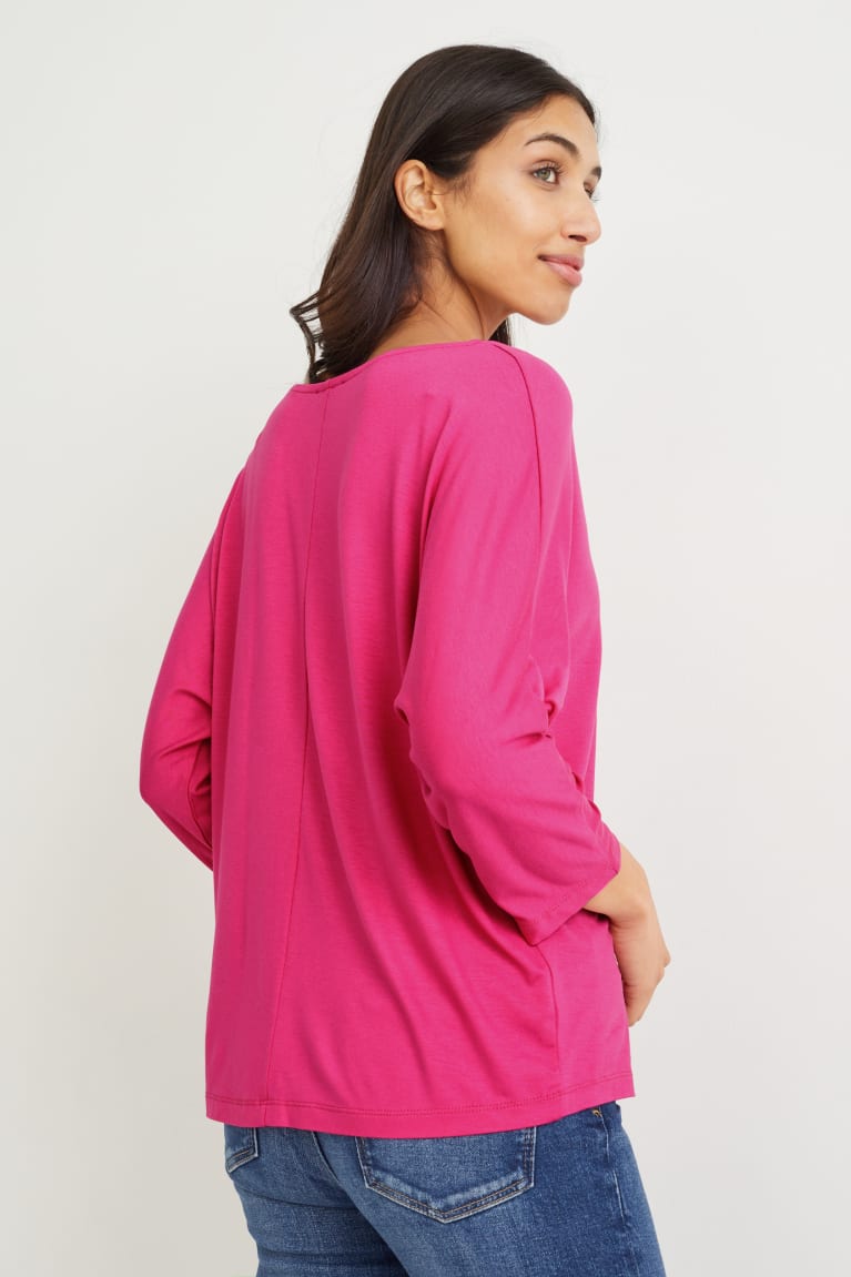 Pink C&A Basic Long Sleeve With Lenzing™ Ecovero™ Women's Top | GJIOP-4025