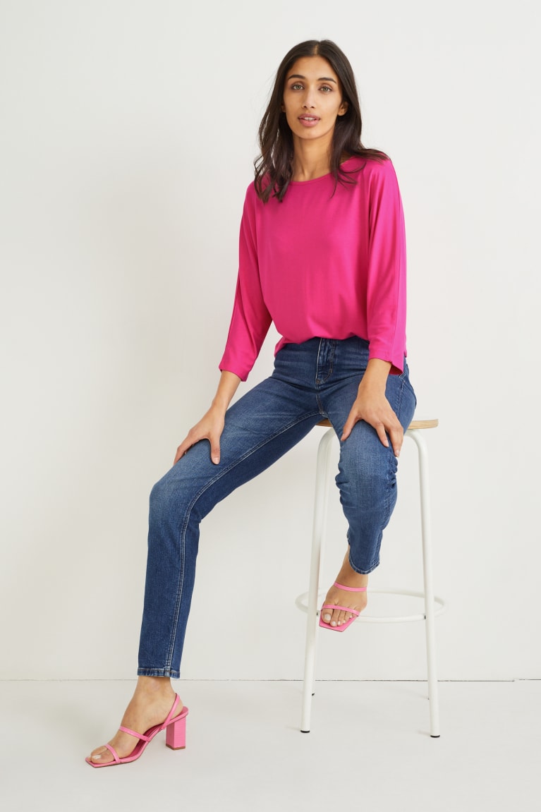 Pink C&A Basic Long Sleeve With Lenzing™ Ecovero™ Women's Top | GJIOP-4025