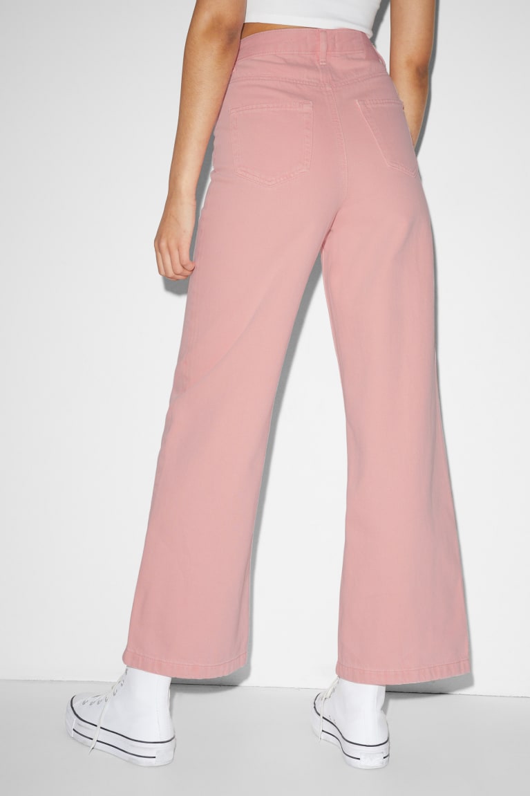 Pink C&A Clockhouse High Waist Wide Leg Women's Trousers | VPXQY-8906