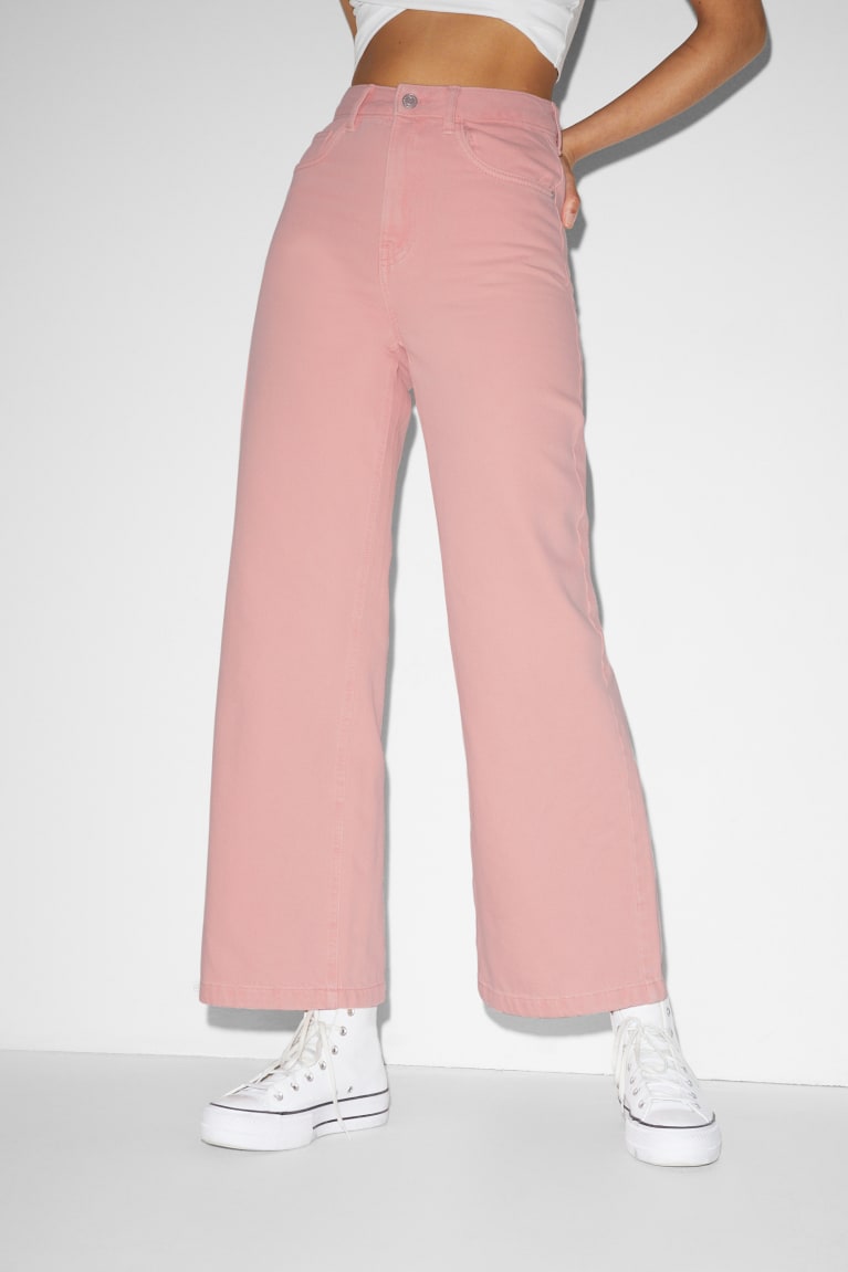 Pink C&A Clockhouse High Waist Wide Leg Women's Trousers | VPXQY-8906